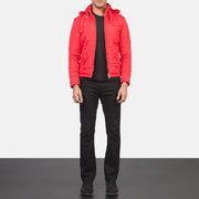 Men's Alps Quilted Red Windbreaker Jacket - Seitenansicht mit ergonomischem Ärmelschnitt