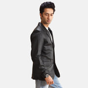 Black Sheepskin leather Blazer - Rückansicht mit passgenauen Schultern &amp; sauberem Saum