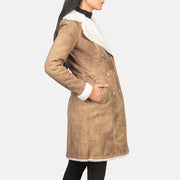 
Distressed Brown Sheepskin Snuffed Aviator Jacket - Rückansicht mit passgenauen Schultern & sauberem Saum
