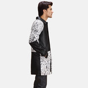 
Black & White Sheepskin Dip &Amp; Dye Leather Coat - Rückansicht mit passgenauen Schultern & sauberem Saum
