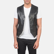 
Auden Schwarz Lederweste für Herren in Black Cowhide Leather - Vorderansicht & maßgeschneiderte Silhouette | Online Kaufen