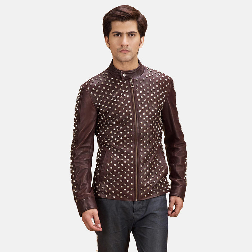 Blix Bono Kastanienbraun Leder-Bikerjacke für Herren