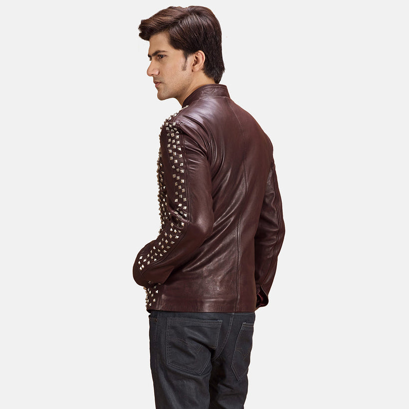 Blix Bono Kastanienbraun Leder-Bikerjacke für Herren
