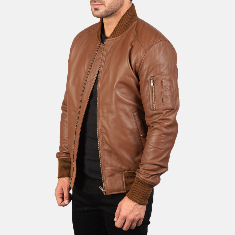 Bomia MA-1 Leder-Bomberjacke für Herren – Zusätzliche Produktansicht 2