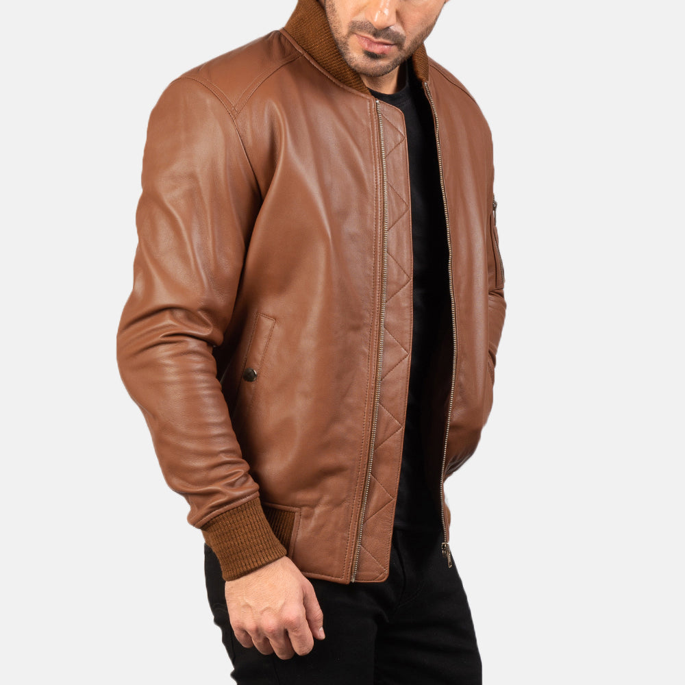Bomia MA-1 Leder-Bomberjacke für Herren – Zusätzliche Produktansicht 4