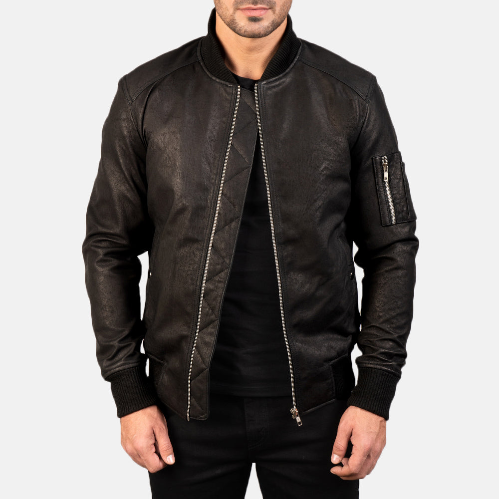 Bomia MA-1 Leder-Bomberjacke für Herren – Zusätzliche Produktansicht 1