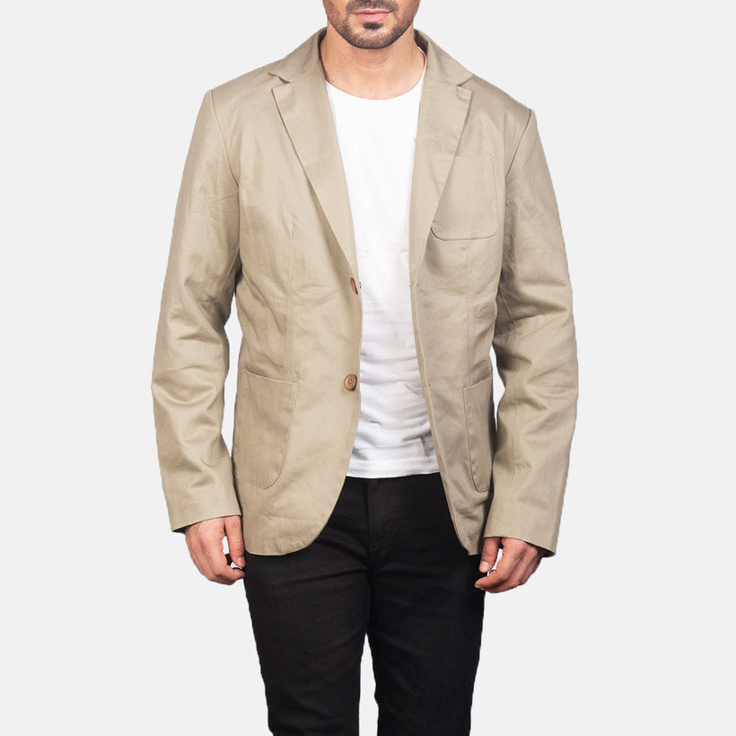 Borges Beige Lederblazer für Herren