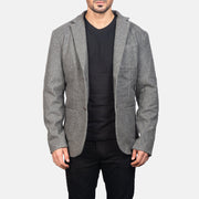 Men's Grey Wool Blazer in Grey Synthetic Wool - Vorderansicht &amp; maßgeschneiderte Silhouette | Online Kaufen