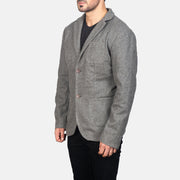 Grey Synthetic Wool Leather Blazer - Rückansicht mit passgenauen Schultern &amp; sauberem Saum