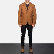 Men's Khaki Wool Blazer - Seitenansicht mit ergonomischem Ärmelschnitt