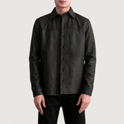
Bronco Tumbled Braun Leather Shirt für Herren in Tumbled Brown Sheepskin Leather - Vorderansicht & maßgeschneiderte Silhouette | Online Kaufen