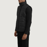Black Full-Grain leather Vest - Rückansicht mit passgenauen Schultern &amp; sauberem Saum