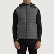 
Detailansicht of Classic Collar & Zipper Hardware on Carlo Grau Kapuzen-Steppweste für Herren