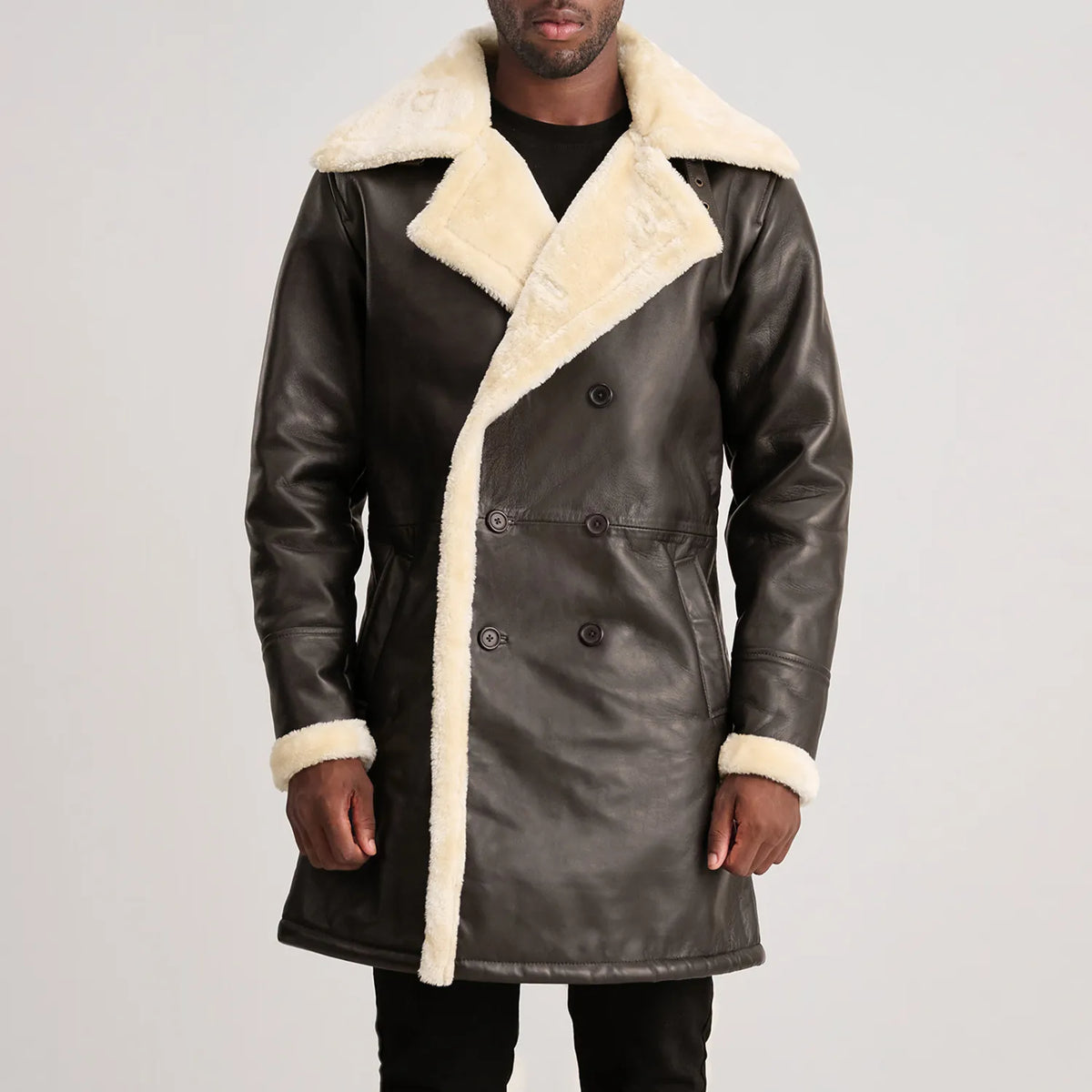 Charles Ledermantel Braun Shearling Ledermantel für Herren – Zusätzliche Produktansicht 4
