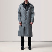 
Grey Sheepskin leather Coat - Rückansicht mit passgenauen Schultern & sauberem Saum