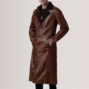 
Charlton Waxed Braun Leather Single Breasted Ledermantel für Herren For Men - Seitenansicht mit ergonomischem Ärmelschnitt & sportlicher Passform