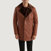 
Zimtbraun Braun Leather Fur Ledermantel für Herren in Brown Sheepskin Burnishing - Vorderansicht & maßgeschneiderte Silhouette | Online Kaufen