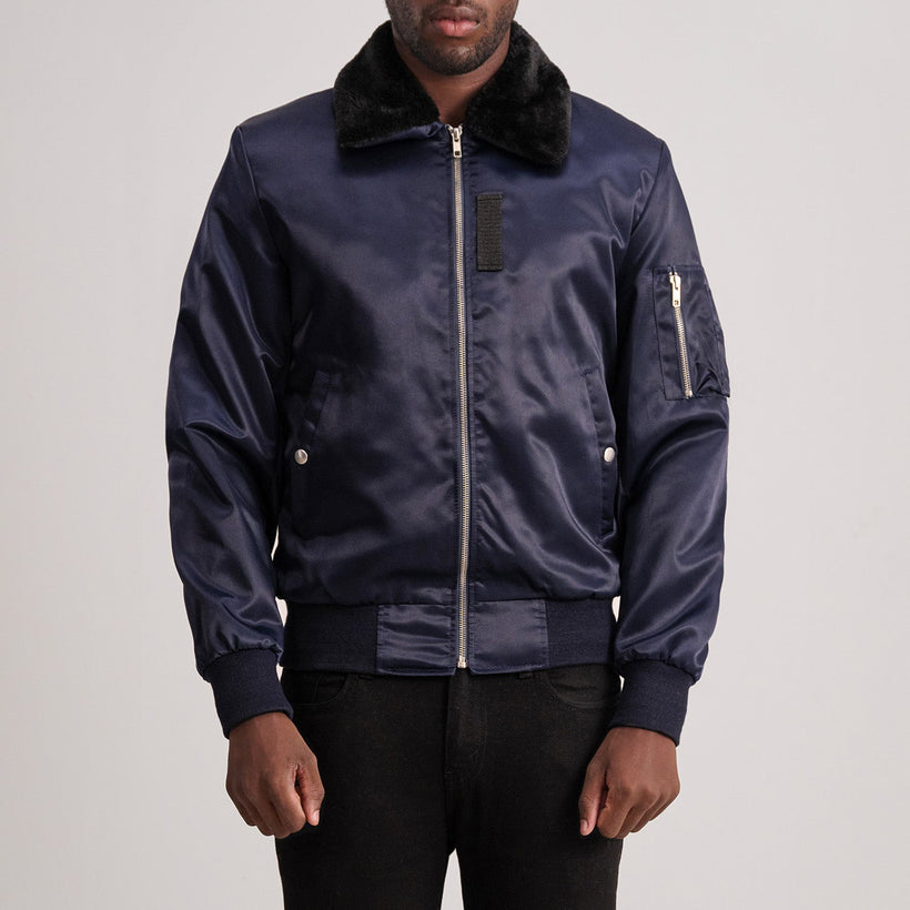 Clyde B-15 Blau Leder-Bomberjacke für Herren