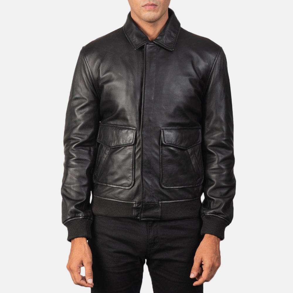 Detailansicht of Shirt &amp; Zipper with Button Flap Hardware on Men's Coffmen Brown Suede A2 Bomber Jacket