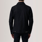
Detailansicht of Classic Collar & Heavy-Duty Zipper Hardware on Conard Schwarz Denim Trucker Lederjacke für Herren For Men