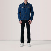 
Dark Blue Full-Grain leather Jacket - Rückansicht mit passgenauen Schultern & sauberem Saum