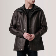 
Tailored Rib Cuffs & Hem Craftsmanship Construction Detail on Connor Black Leather Coat For Men