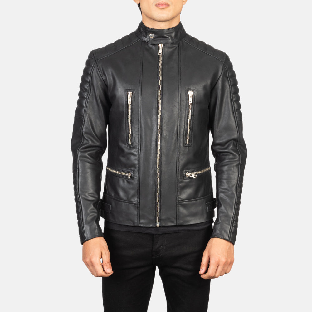 Detailansicht of Band with Snap Button &amp; Zipper Hardware on Men's Damian Grey Suede Biker Jacket