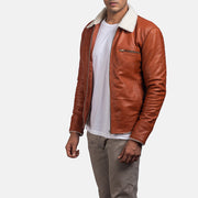 Brown Sheepskin Leather Aviator Jacket - Rückansicht mit passgenauen Schultern &amp; sauberem Saum