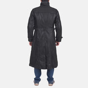 Detailansicht of Classic Collar &amp; Button &amp; Waist belt Hardware on Men's Daniel Schwarz Leder-Trenchcoat für Herren