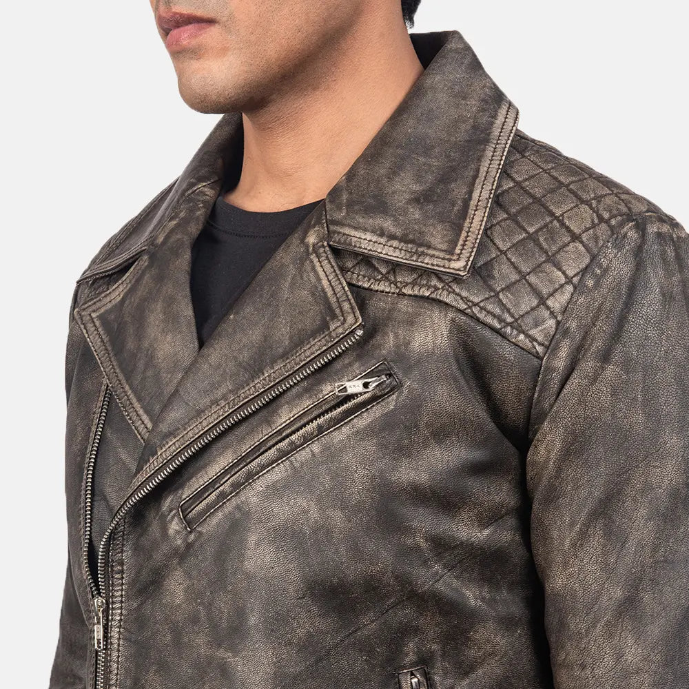 Danny Gesteppt Leder-Bikerjacke für Herren – Zusätzliche Produktansicht 5