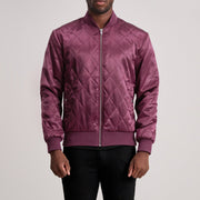 Danson Gesteppt Kastanienbraun Varsity Lederjacke für Herren in Maroon Satin - Vorderansicht &amp; maßgeschneiderte Silhouette | Online Kaufen