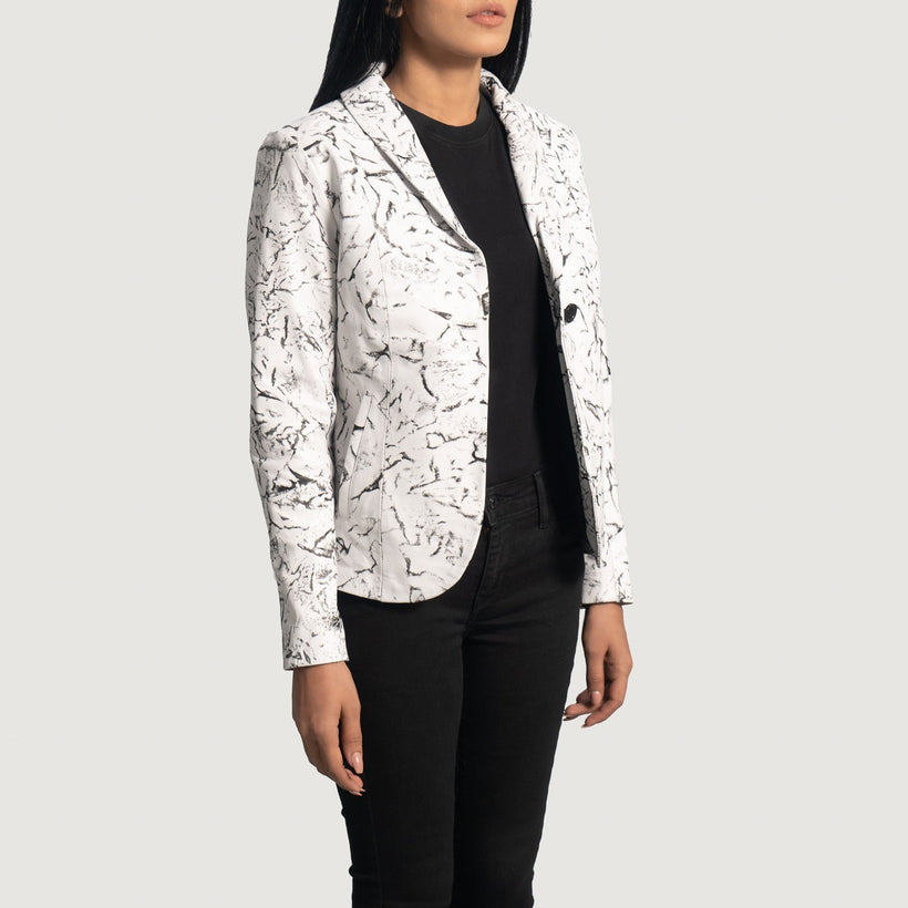 Donna Blake Weiß Lederblazer für Damen