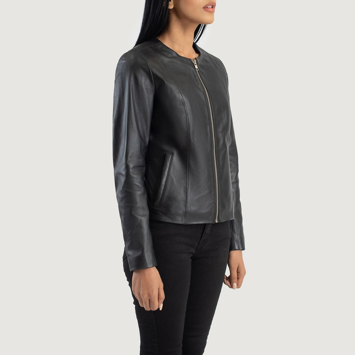 Elixir Collarless Lederjacke für Damen – Zusätzliche Produktansicht 2