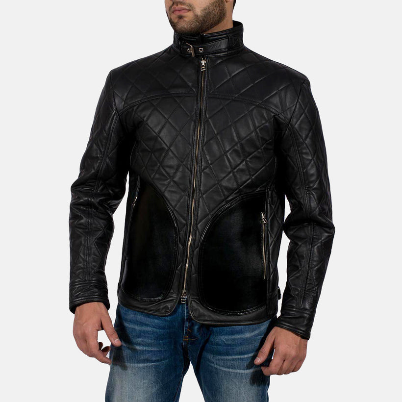 Equilibrium Schwarz Lederjacke für Herren