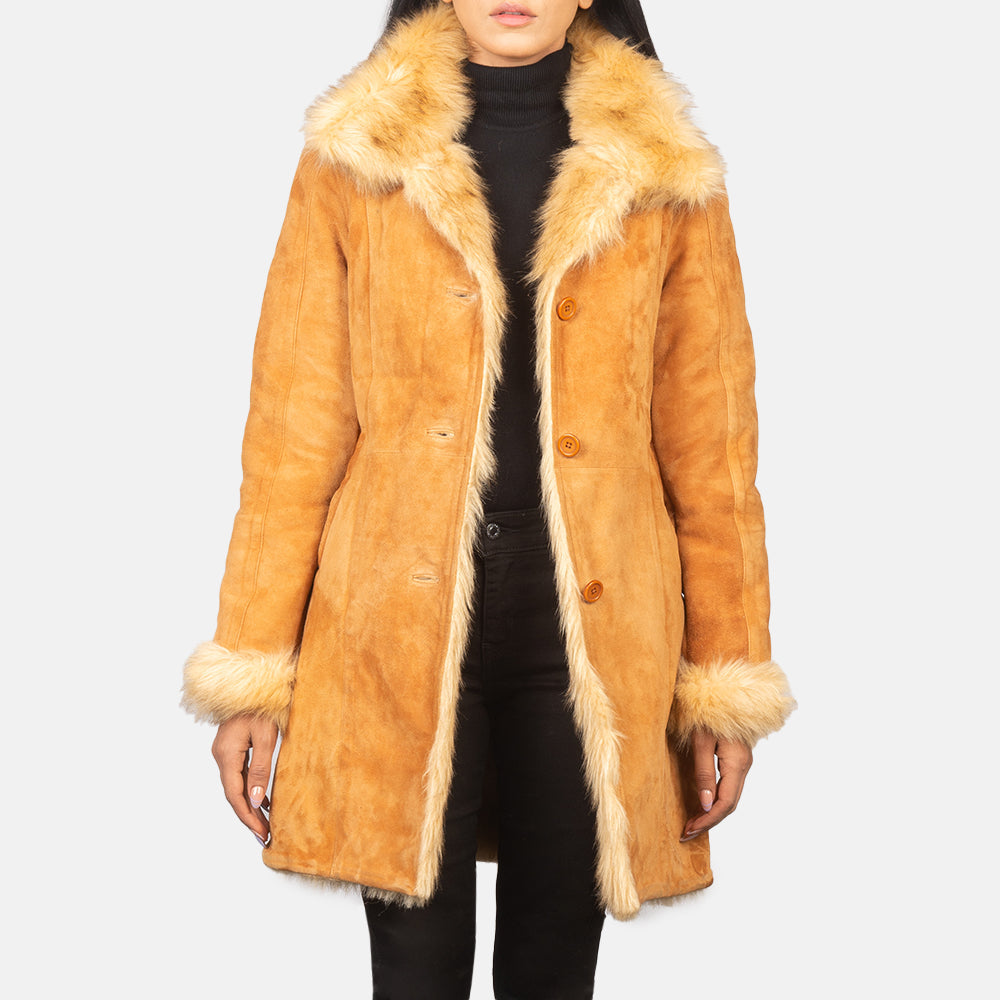 
Erica Shearling Ledermantel für Damen - Vorderansicht & maßgeschneiderte Silhouette | Online Kaufen