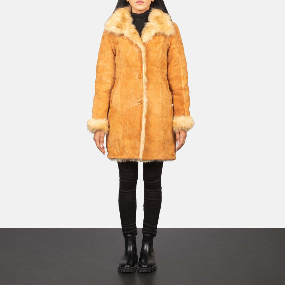 
Erica Shearling Ledermantel für Damen - Seitenansicht mit ergonomischem Ärmelschnitt & sportlicher Passform