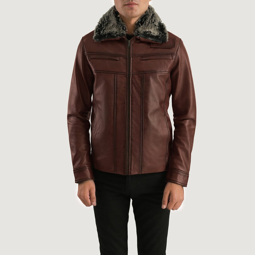Evan Hart Fur Braun Lederjacke für Herren