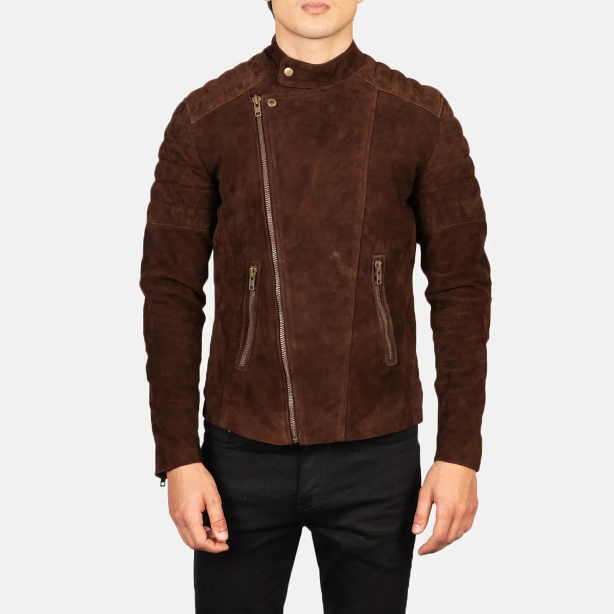 Faisor Mocha Leder-Bikerjacke für Herren – Zusätzliche Produktansicht 4