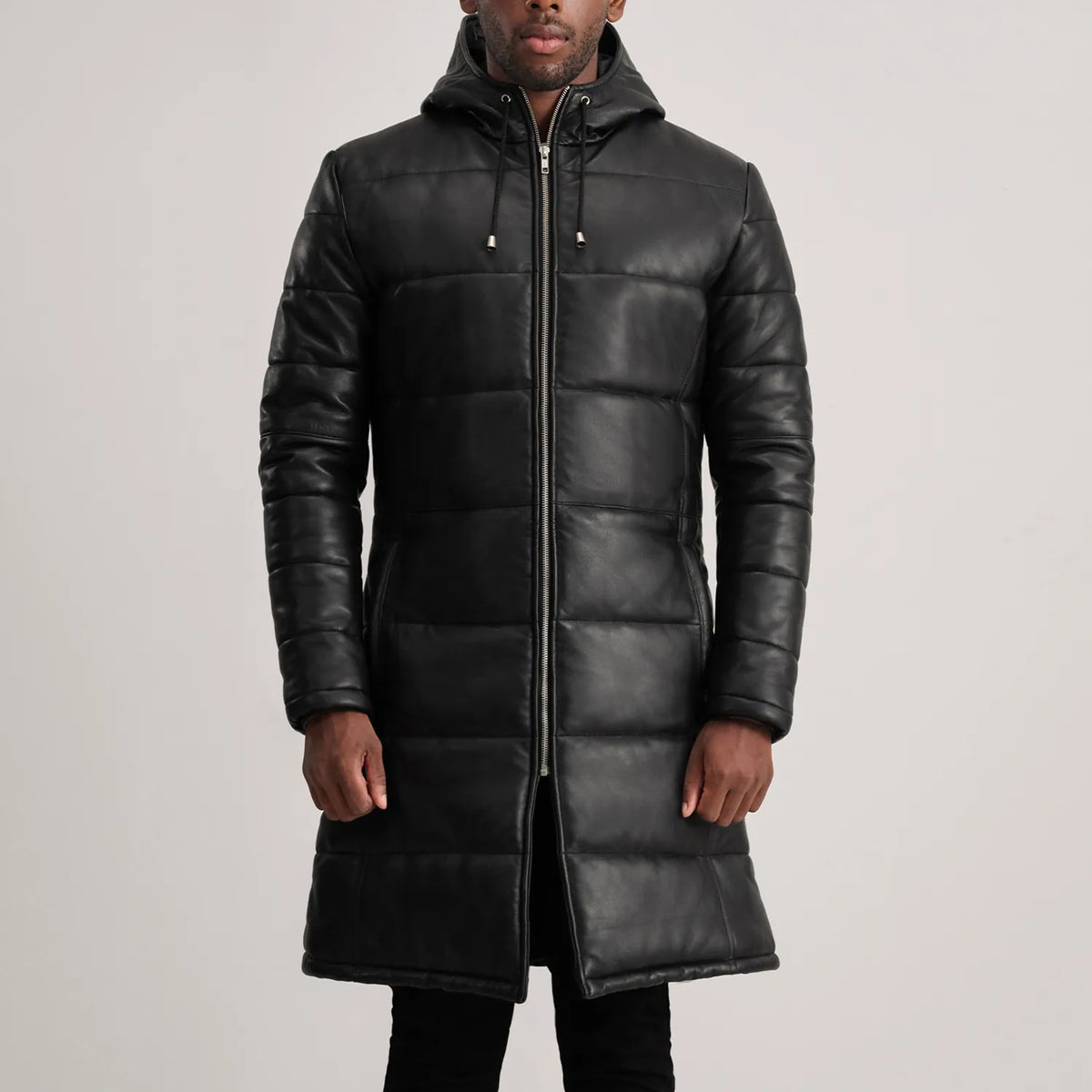 
Detailansicht of Hooded & Zipper Hardware on Floyd Tan Hooded Leather Puffer Coat