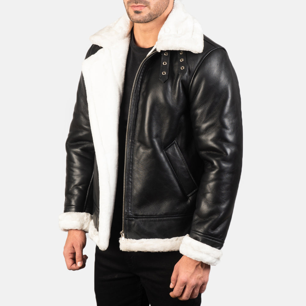 Francis B-3 Schwarz Leder-Bomberjacke für Herren – Zusätzliche Produktansicht 2