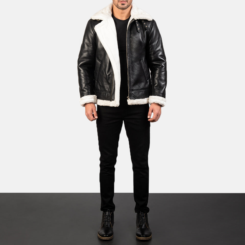 Francis B-3 Schwarz Leder-Bomberjacke für Herren – Zusätzliche Produktansicht 3
