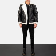Francis B-3 Schwarz Leder-Bomberjacke für Herren – Zusätzliche Produktansicht 3