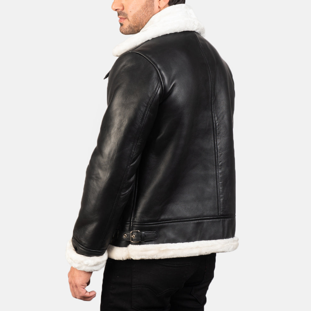 Francis B-3 Schwarz Leder-Bomberjacke für Herren – Zusätzliche Produktansicht 5