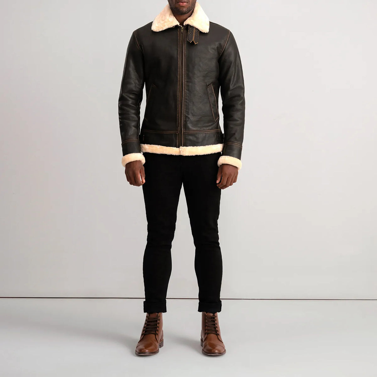 Francis B-3 Schwarz Leder-Bomberjacke für Herren – Zusätzliche Produktansicht 3