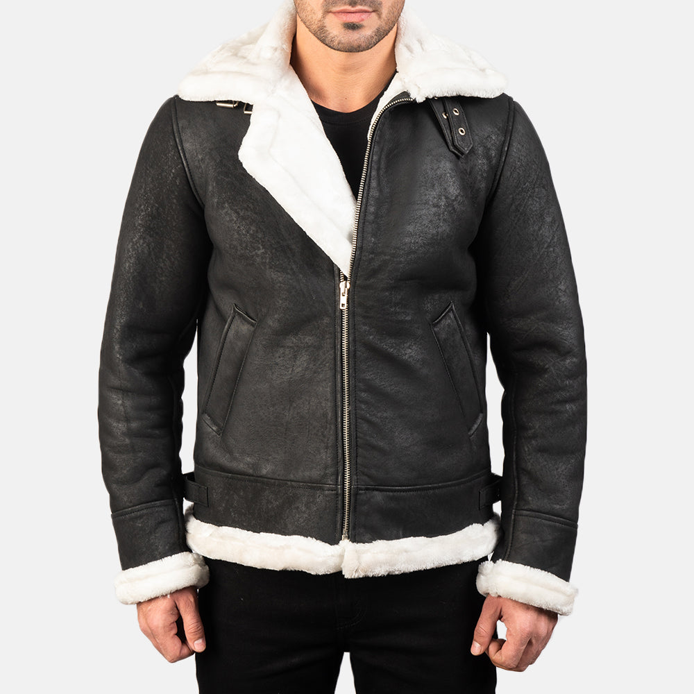 Francis B-3 Schwarz Leder-Bomberjacke für Herren – Zusätzliche Produktansicht 1