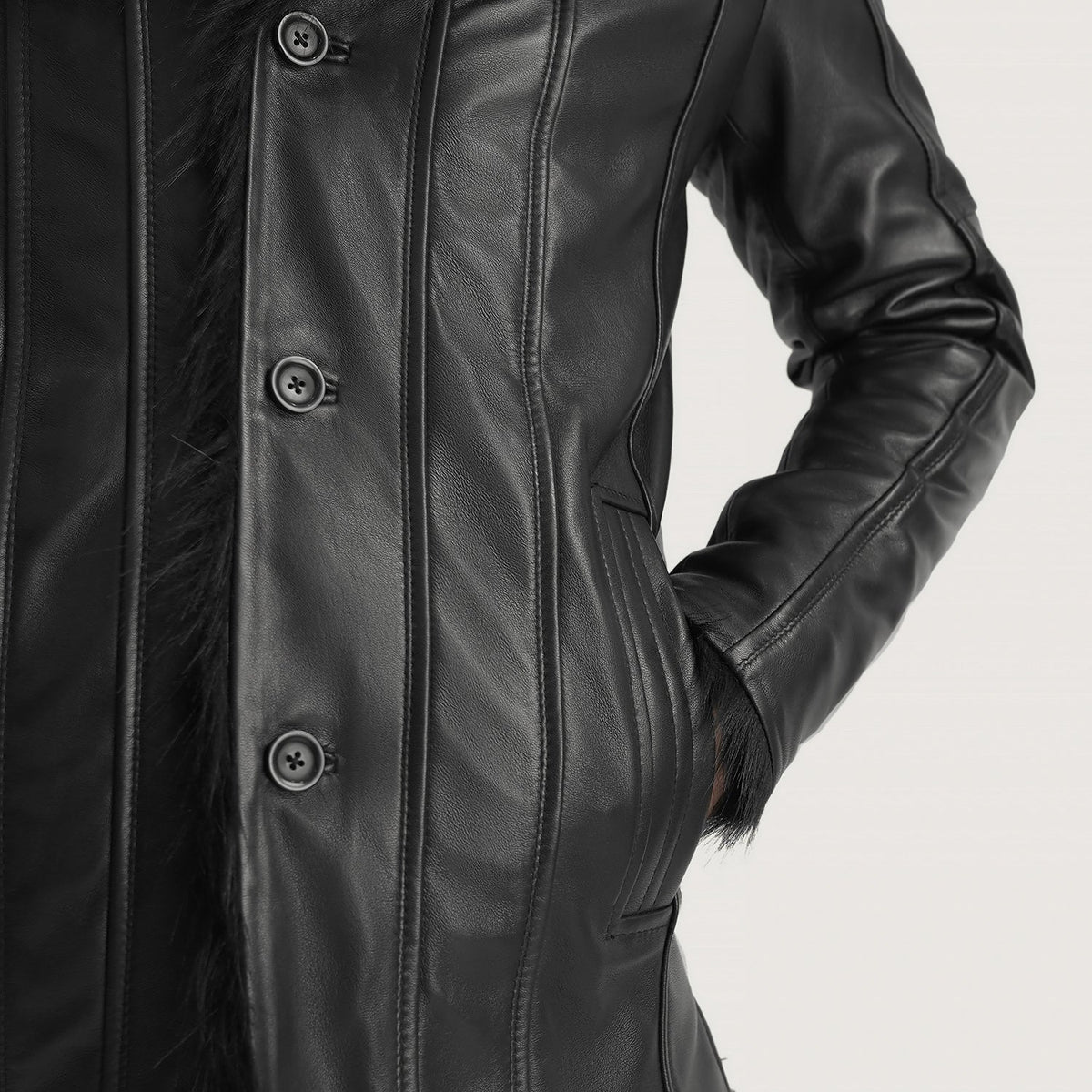 Innenansicht Showing Faux Fur Lined (Torso) &amp; Zwei Innentaschen