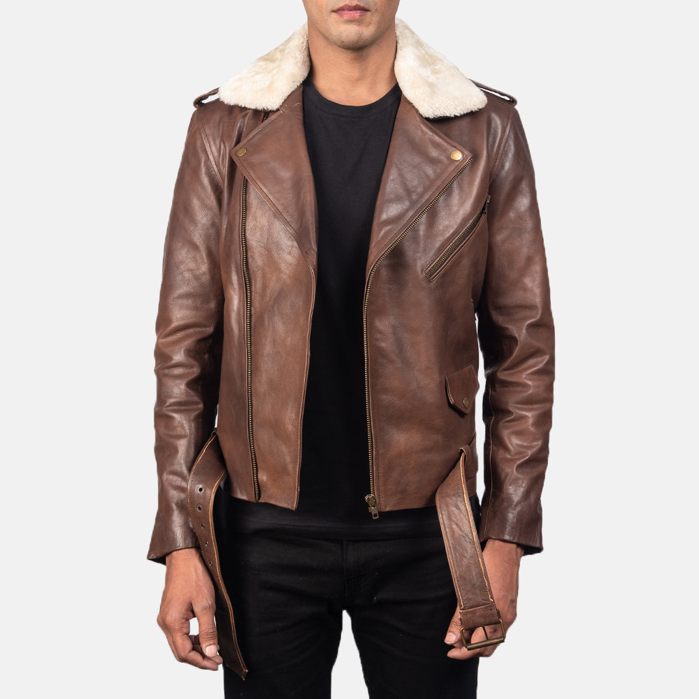
Handwerkliche Saumverarbeitung an Furton Black Leather Biker Jacket