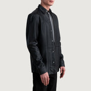 Black Sheepskin leather Jacket - Rückansicht mit passgenauen Schultern &amp; sauberem Saum