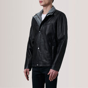 Henrik Grey Suede Cafe Racer For Men - Seitenansicht mit ergonomischem Ärmelschnitt