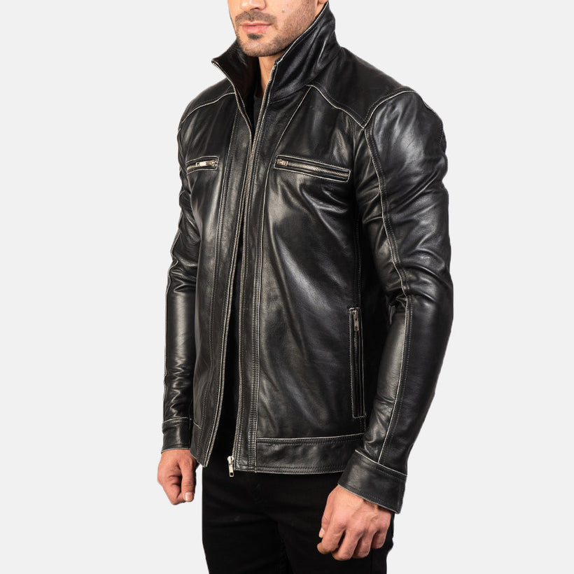 Hudson Leder-Bikerjacke für Herren